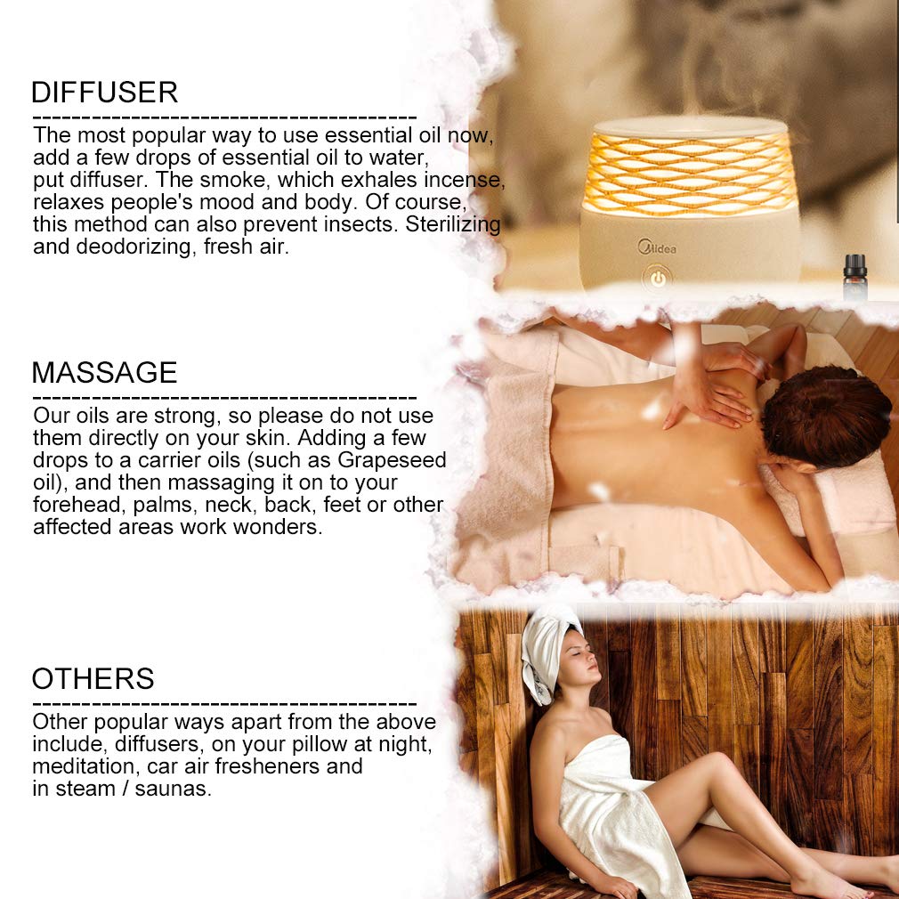 Aromatherapie Grapefruit ätherisches Öl Set für Diffusor, 100% reines Bergamotte ätherisches Öl für Luftbefeuchter, 10x10ml Ylang Ylang ätherische Öle Set-Zitrone,Weihrauch Öle...