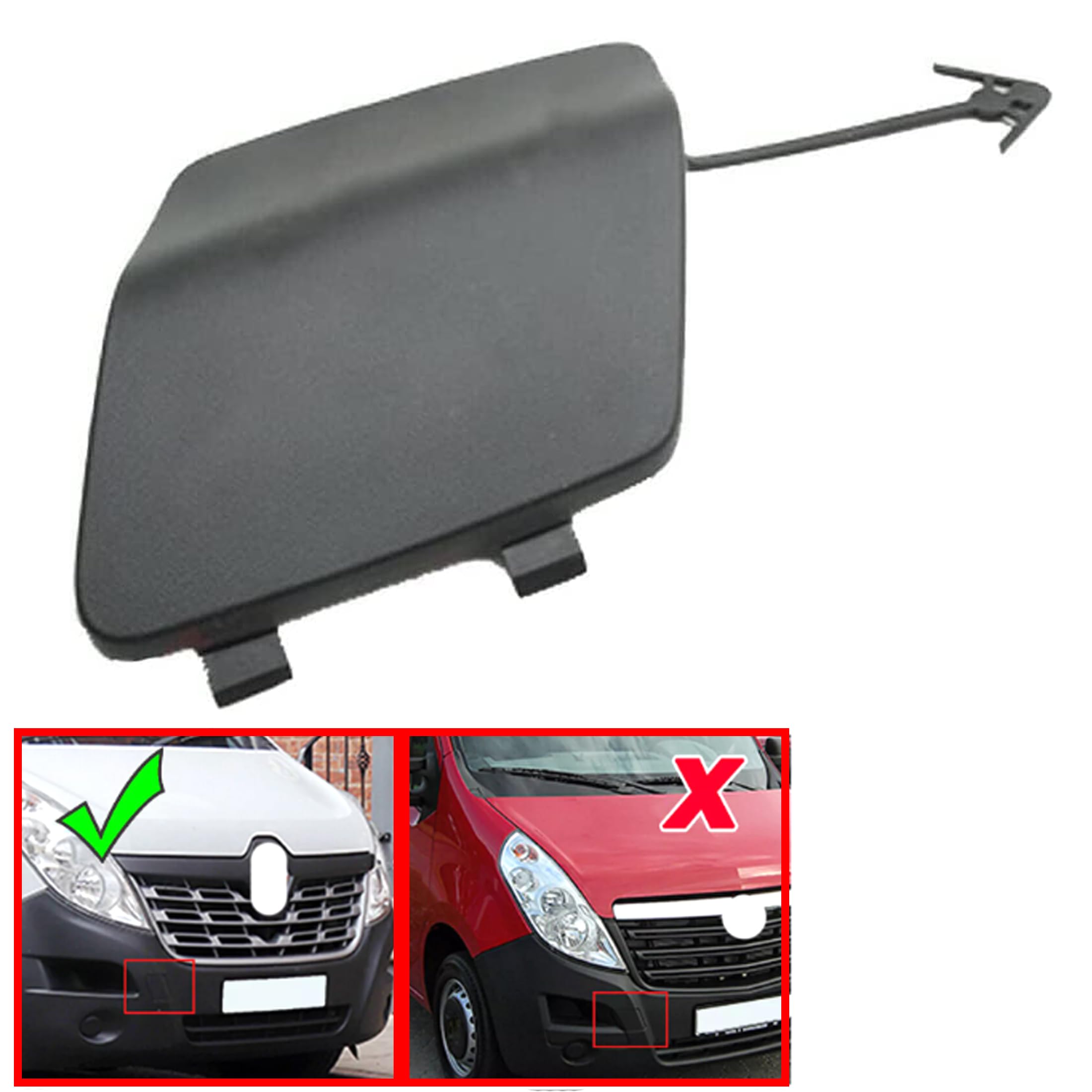Partsline Cache de Trou de Crochet de Remorquage Avant compatible avec NV400, Movano B, Master III (2010-) - Réf 511800537R
