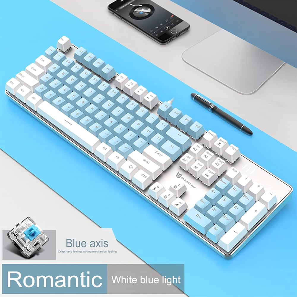 Amazon | メカニカルゲーミングキーボード ブルーLEDバックライト付き