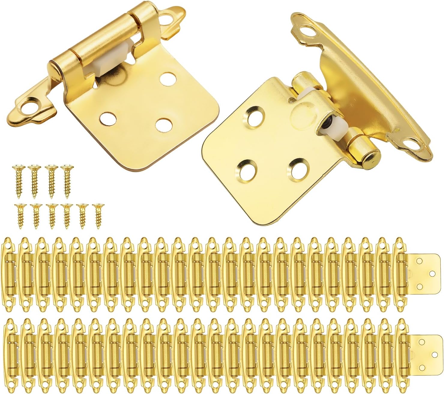 Taokyid 50 Pcs 1/2'' Overlay Hinges Gold,Brushed Gold Hinges