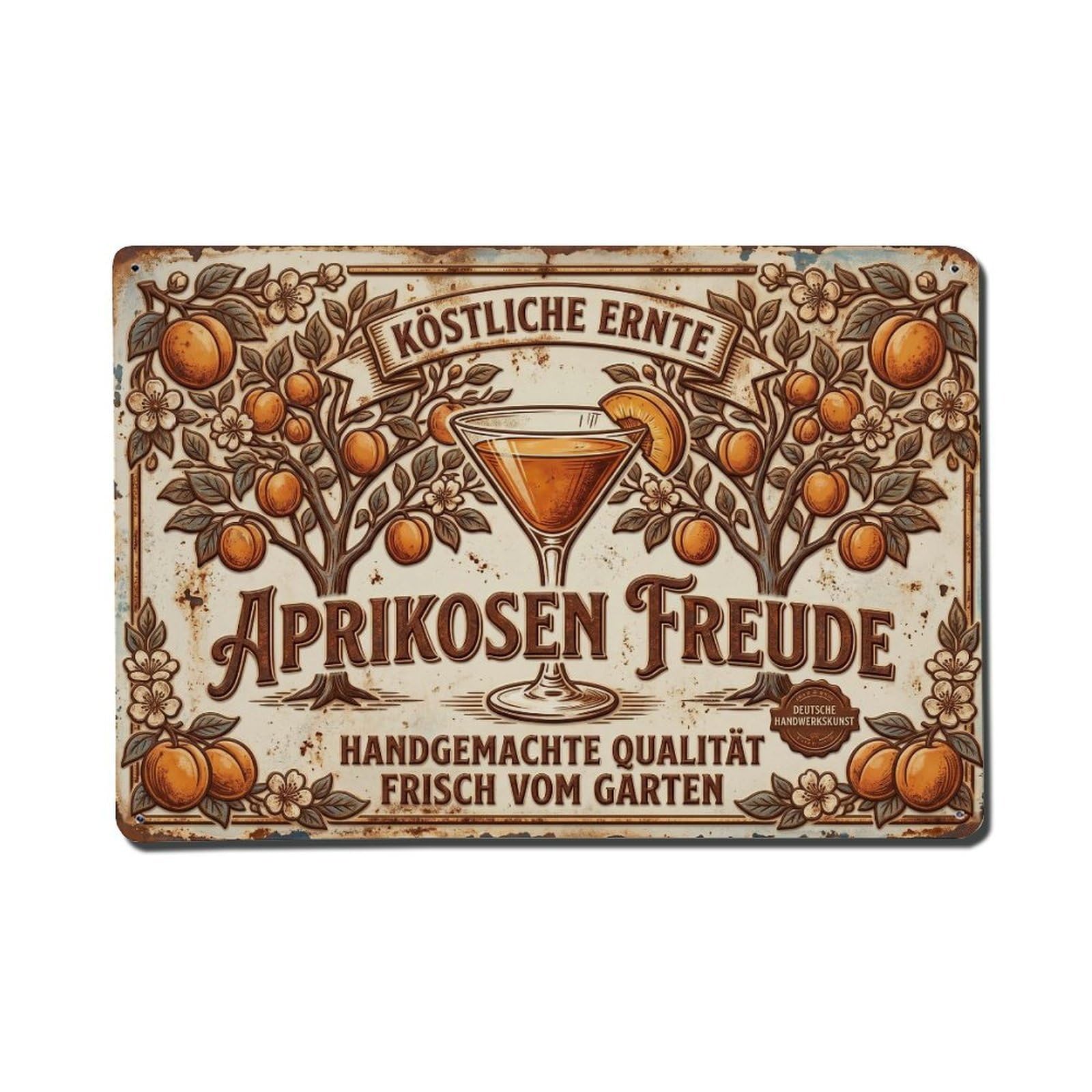 Apricot Delight Specialty Beverage Classic Cocktail Mixology Metal Tin Sign Plaque Wall Decor for Cafe, Man Cave, Club Bar, Office, Home Garden Round Metal Poster 8x12Inch