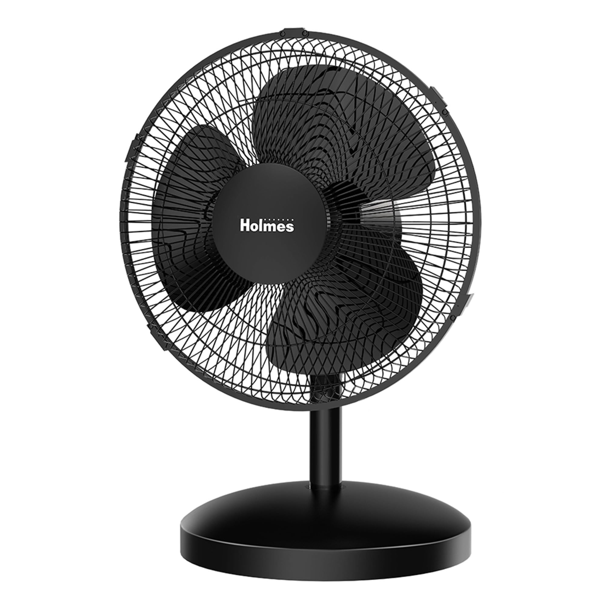 Holmes 12 Inch Oscillating Table Fan 3 Speeds 75 Degree Wide Angle Oscillation Adjustable 15 Degree Tilt Quiet Operation Home Office Bedroom Kitchen Black
