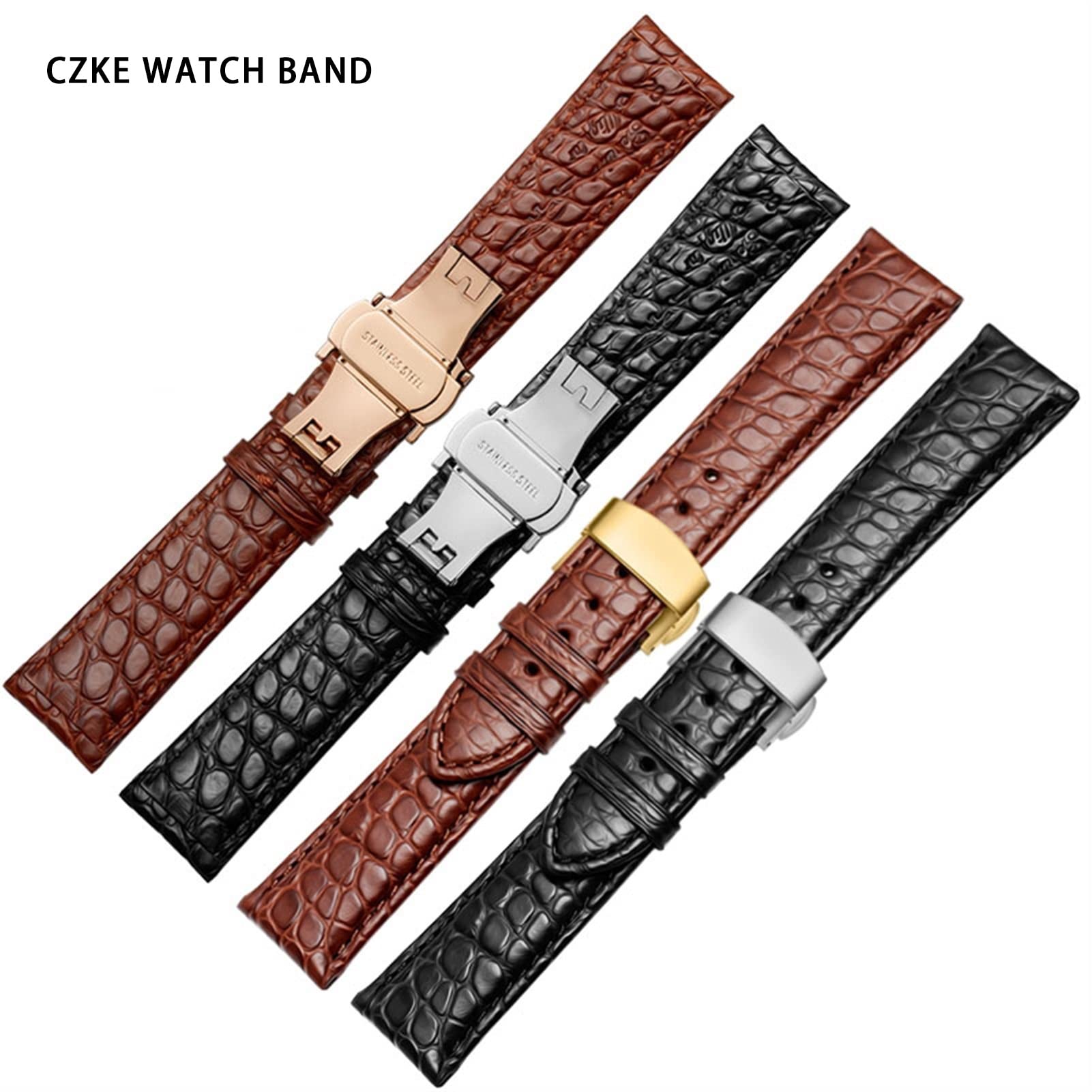 XMKT Fascia in pelle coccodrillo a doppio lato per qualsiasi cinghie di orologio da polso di marca 18mm 19mm 20mm 21mm 22mm per uomo bracciale