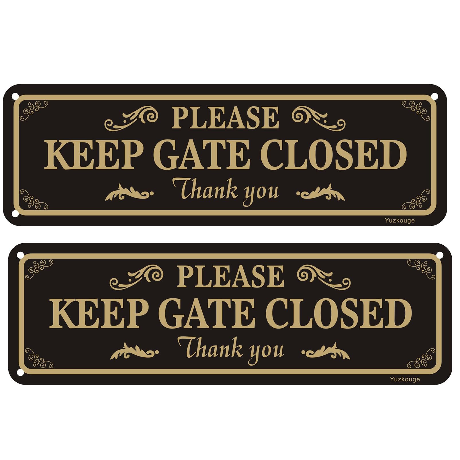 Yuzkouge Please Keep Gate Closed Sign - 2 Pack, 10” x 3” Rust Free Aluminum Yard Sign, Weatherproof, Fade Resistant, Easy Mounting