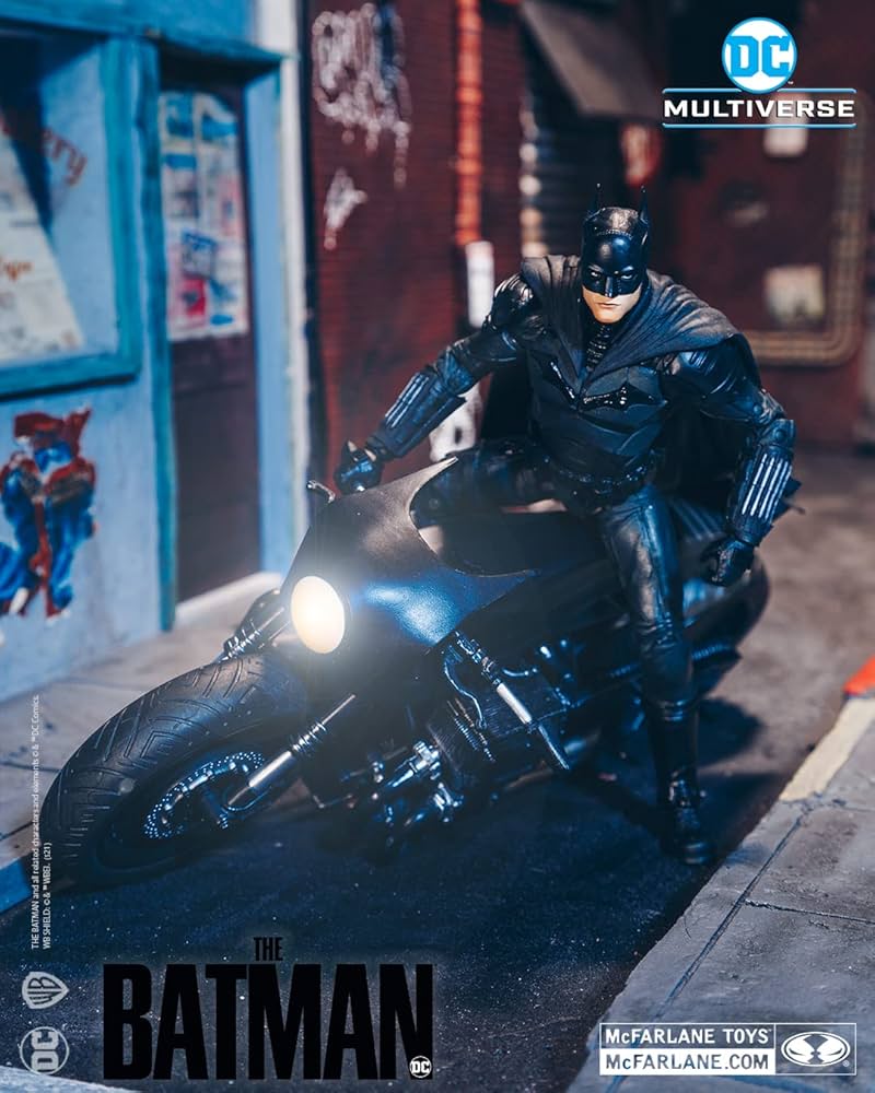 McFarlane Toys DC バットマン バットマン＋バットサイクル 映画『THE BATMAN－ザ・バットマン－』からバットサイクルが立体