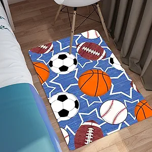 Kids Sports Balls Mat - Balls Rug for Boys Kids Room Sports Carpet Rugs, 2'×3'