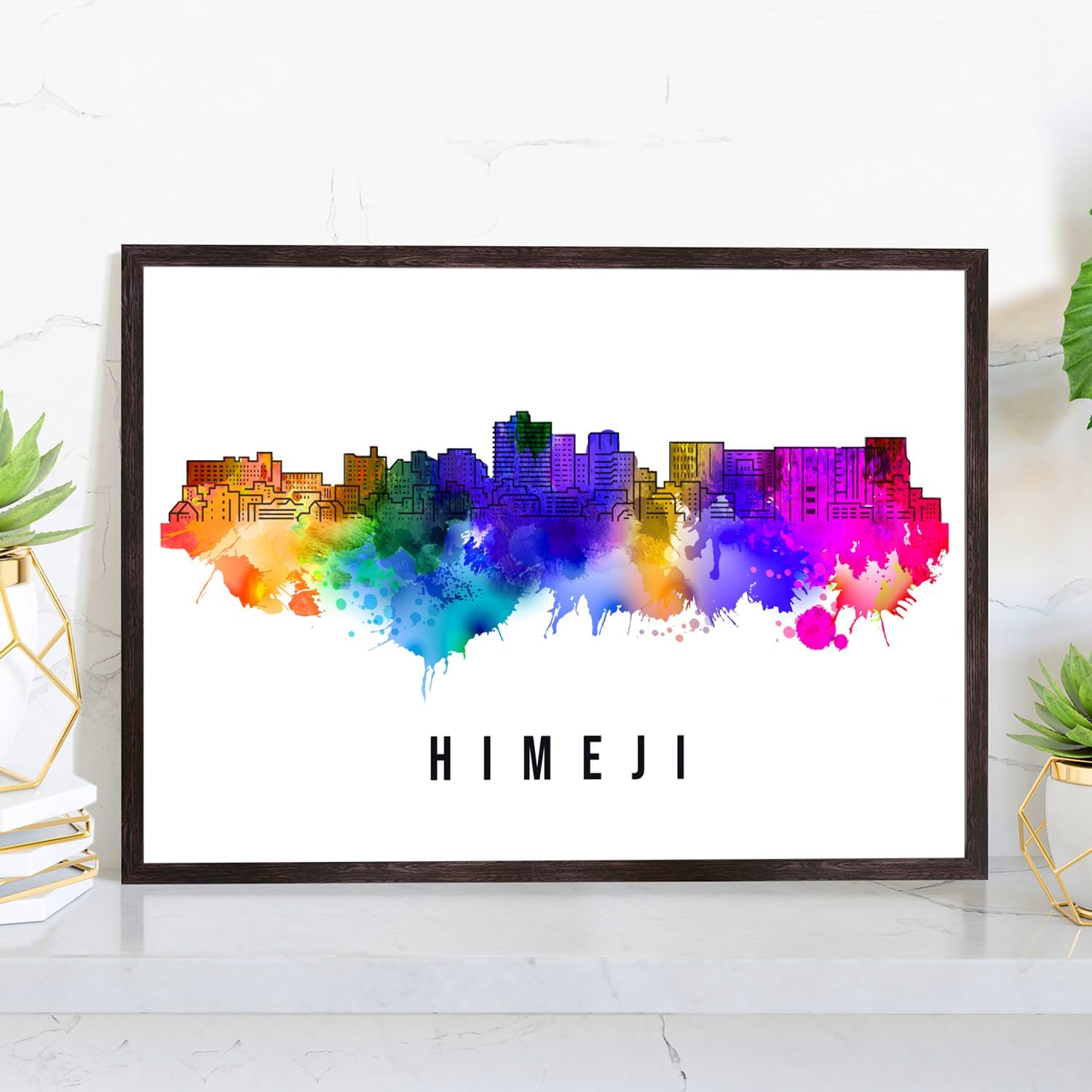 Pera Print Japan Poster, Japan-Himeji Poster, Japan Illustration Skyline City Poster, Modern Skyline Poster, Cityscape and Landmark Print, Home-Office Wall Art Decoration