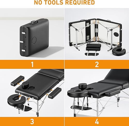 Miniatura 6 de Mesa de masaje portátil de 84 pulgadas de largo y 24 pulgadas de ancho, sofá de masaje reclinable profesional, de aluminio, ajustable, para