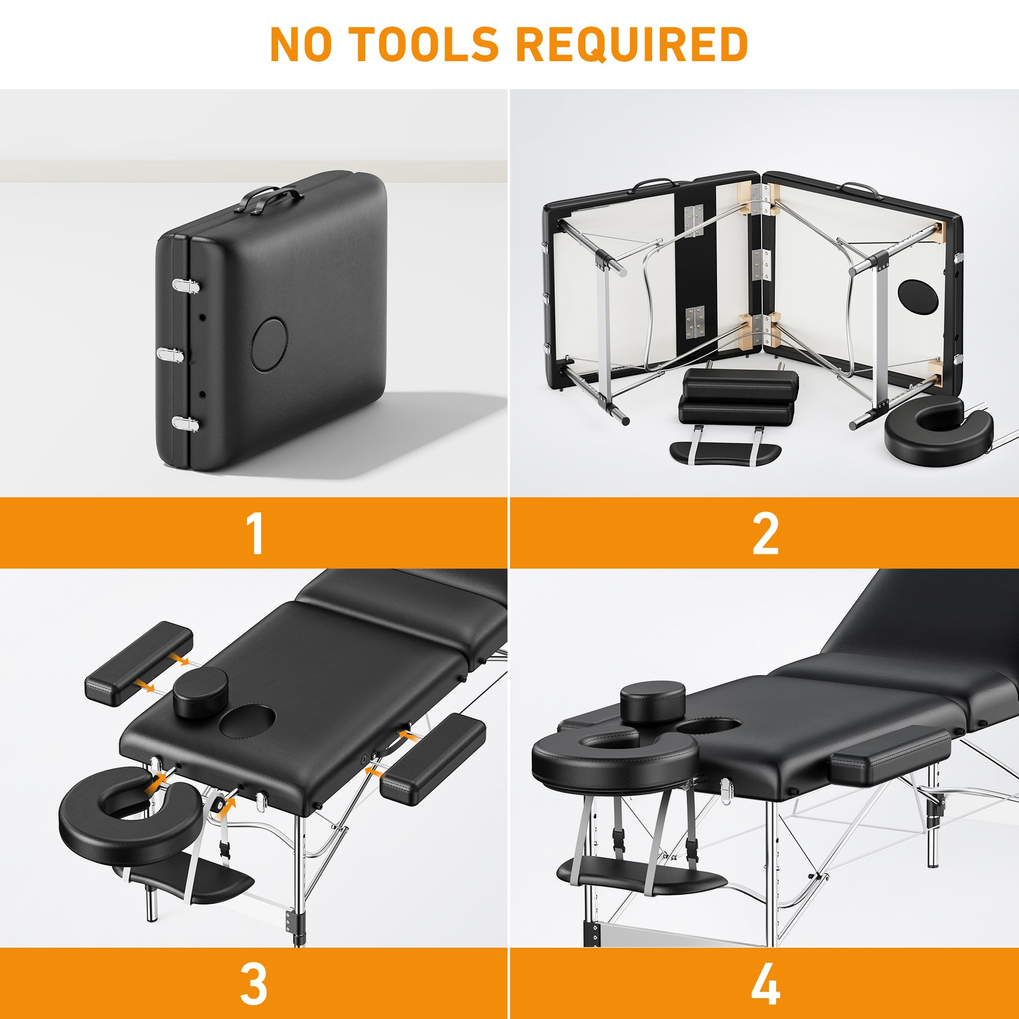 Brelley Mobile Massageliege Klappbar 3 Zone, Höhenverstellbare Professionelle Massagetisch mit Kopfstütze Armlehnen, Für Spa Salon Tattoo Schönheit