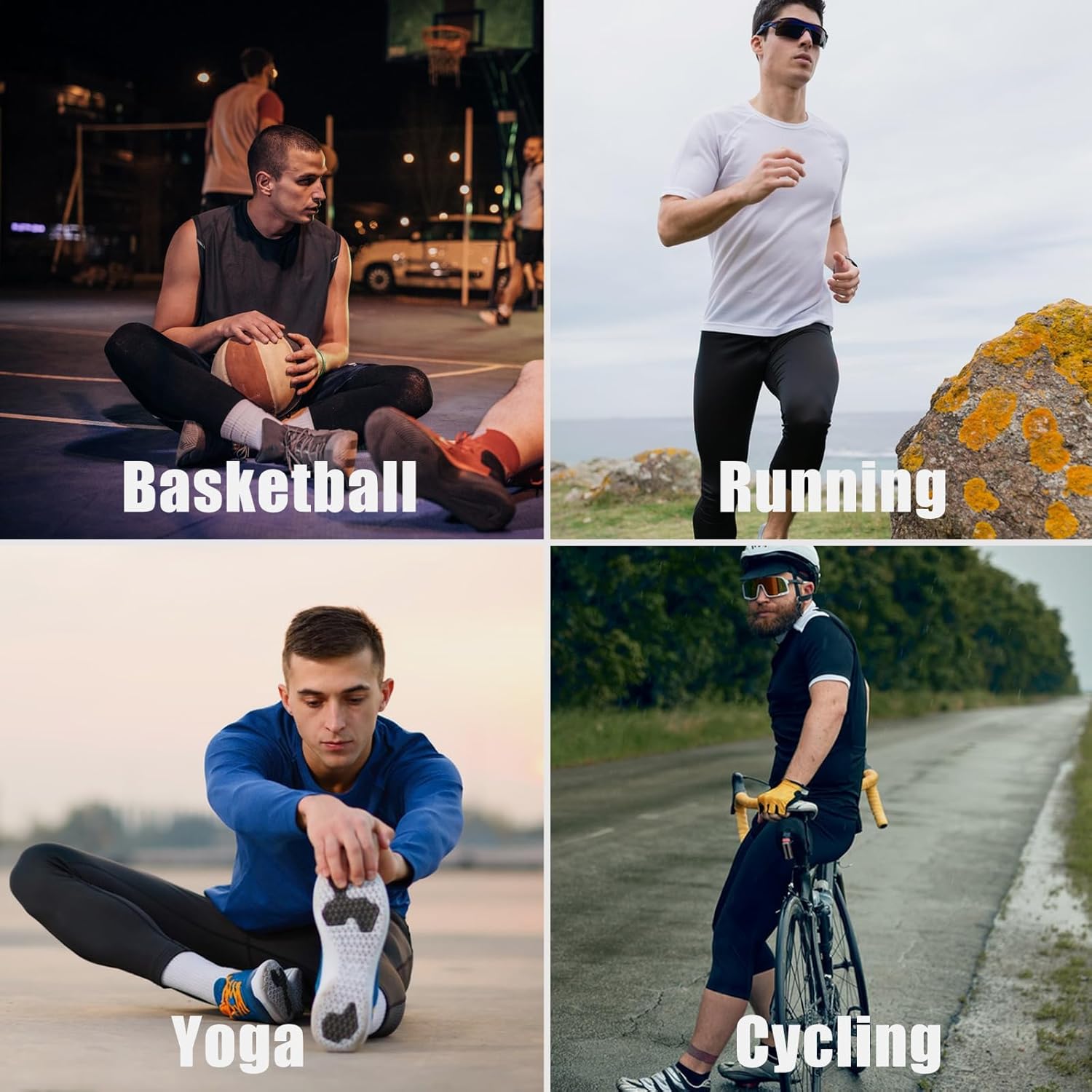 HYCOPROT Men's 3/4 Compression Pants with Pockets Running Workout Athletic Tights Capri Leggings Base Layer Basketball Gym - Image 7