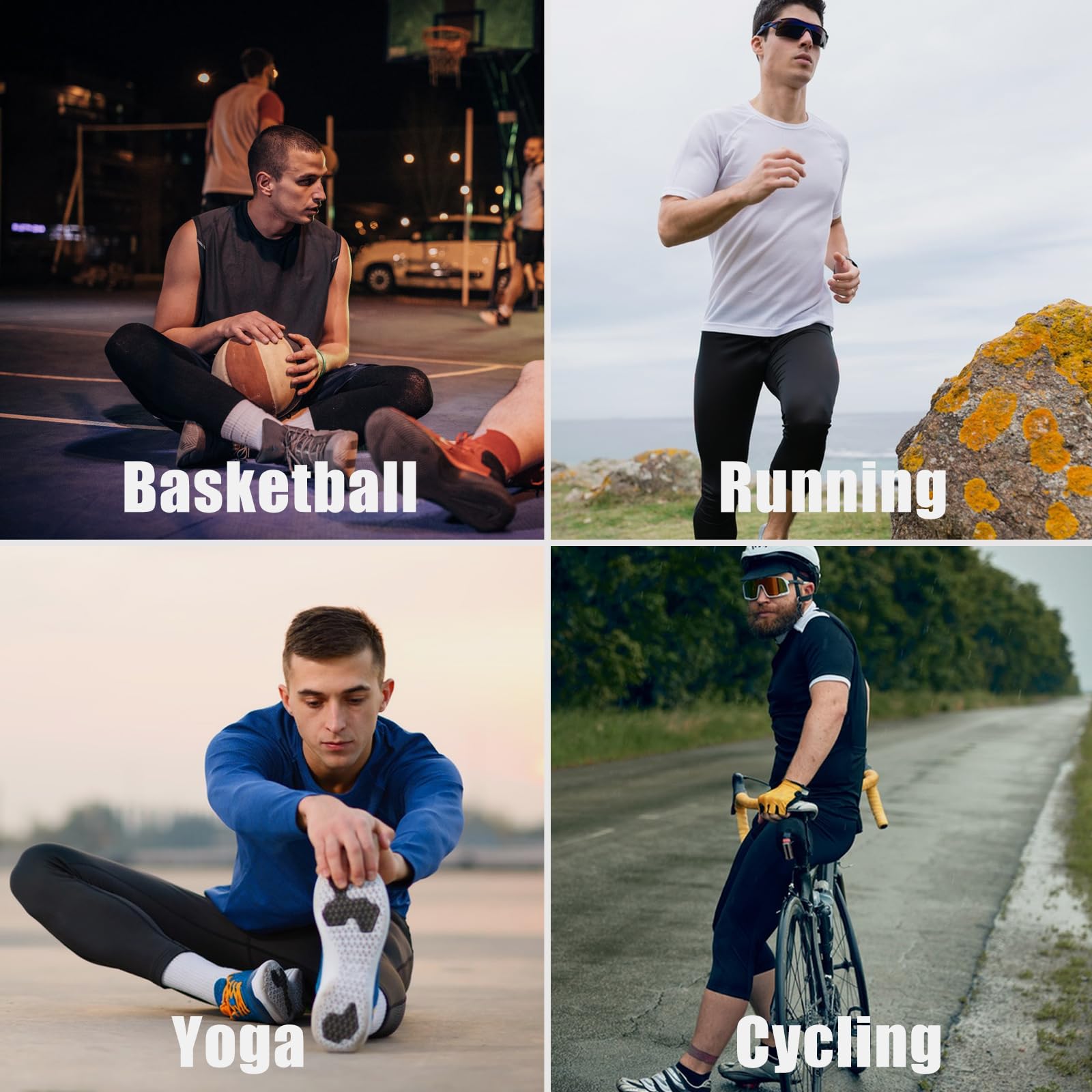 HYCOPROT 3/4 Pantalones de Compresión para Hombres con Bolsillos, Deportivos para Correr, Entrenamiento, Yoga y Baloncesto