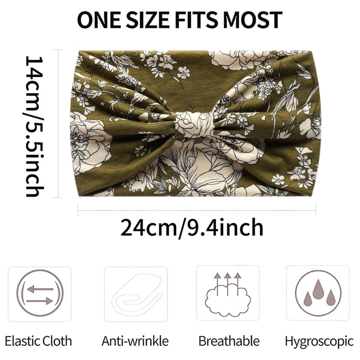 scicent Elastyczne opaski na włosy damskie na lato, opaska na czoło w stylu Boho, wielokolorowe wzory, szerokie, miękkie opaski na włosy, do jogi i sportu, 16003