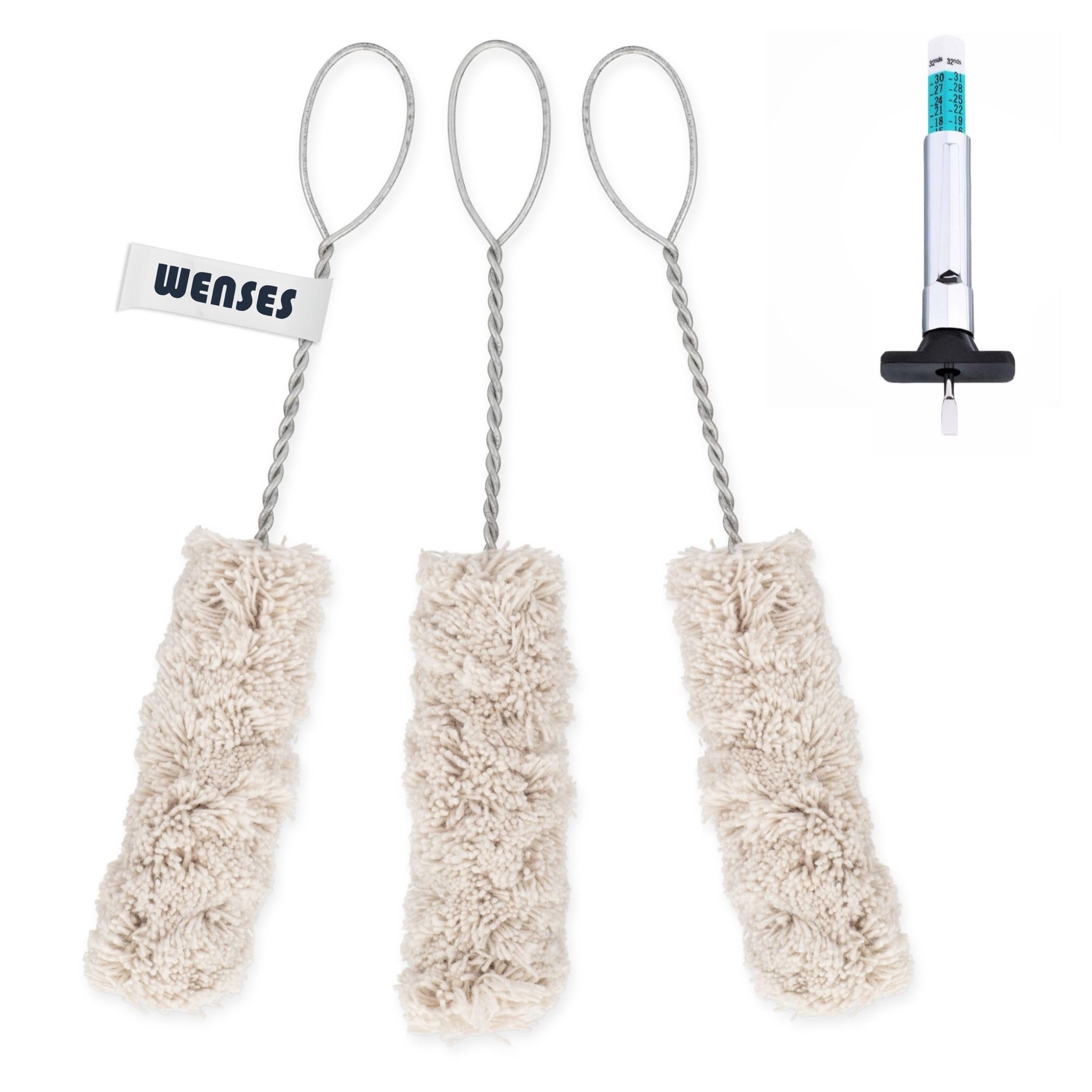 Wenses 11.5" Tire Lube Swab Applicator Brush (3-Pack) Complete with Tire Depth Gauge