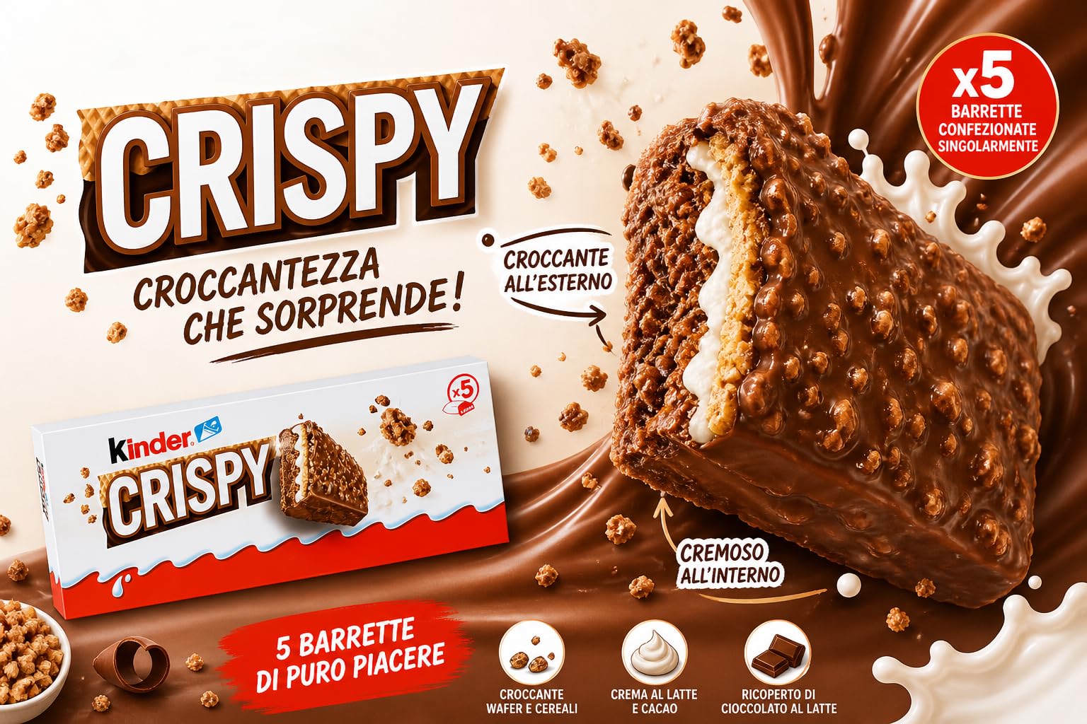 Box Assortita LIMITED EDITION per kinder con 4 Pezzi: Tris 100g, SchokoBons Crispy 67,2g, Duo 150g e Crispy 170g - Snack Dolci al Cioccolato Idea Regalo
