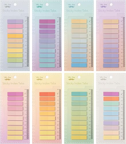 Mr. Pen - Pestañas adhesivas, 1600 unidades, pestañas coloridas para libros, pestañas adhesivas transparentes para libros, pestañas adhesivas para