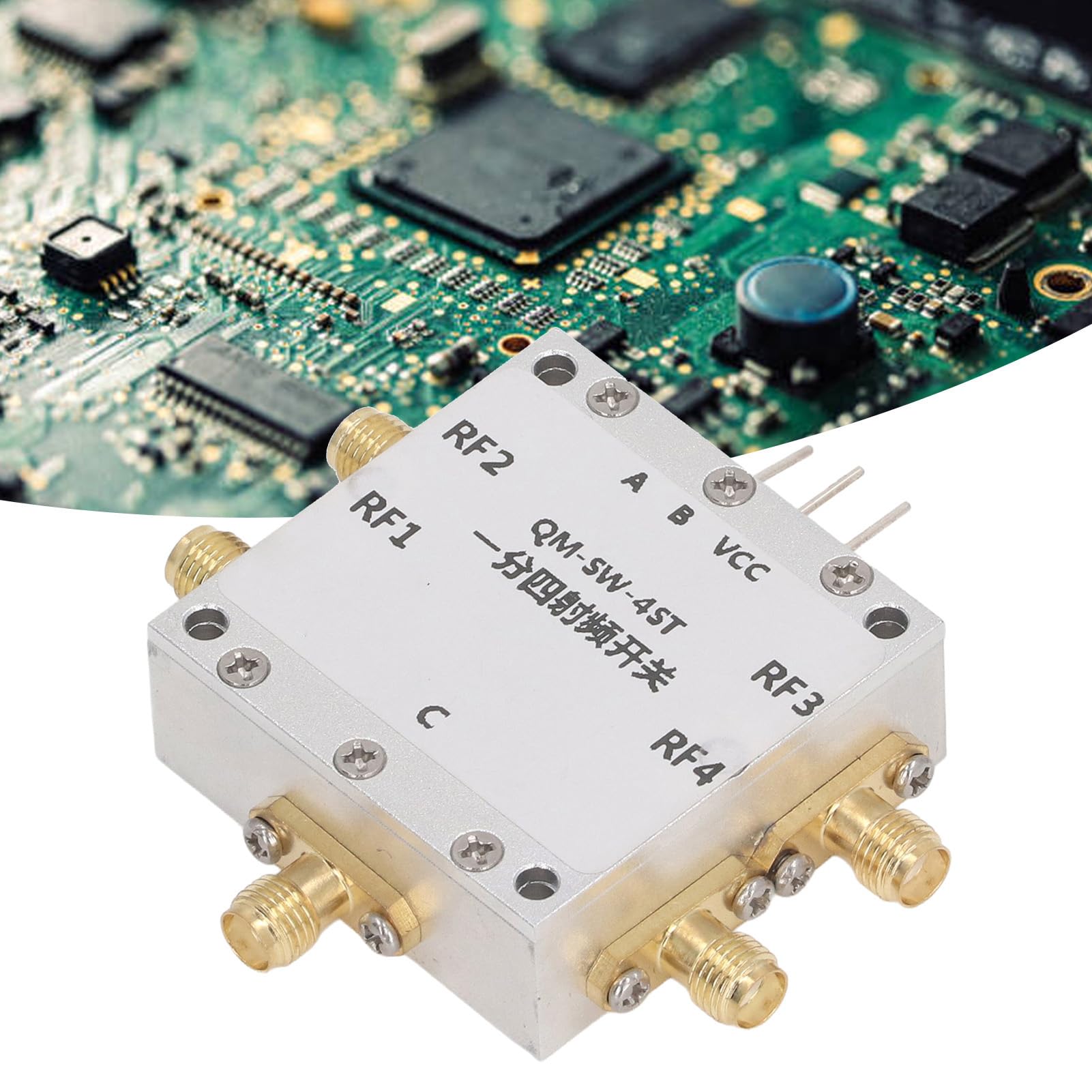 1 bis 6 GHz Frequenzbereich HF-Schaltmodul – SP4T einpoliger Vier-Wege-Mikrowellenschalter mit CNC-Aluminiumlegierungsgehäuse – hohe Isolierung und geringe Einfügungsdämpfung
