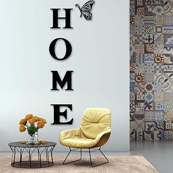 Wall Stickers, Acrylic Decorative Home Accessories Wall Stickers Living Room Mirror Effect Home Sign Letters Removable Wall Sticker House Decor Accessories Entry Way New Home Sign(Black)