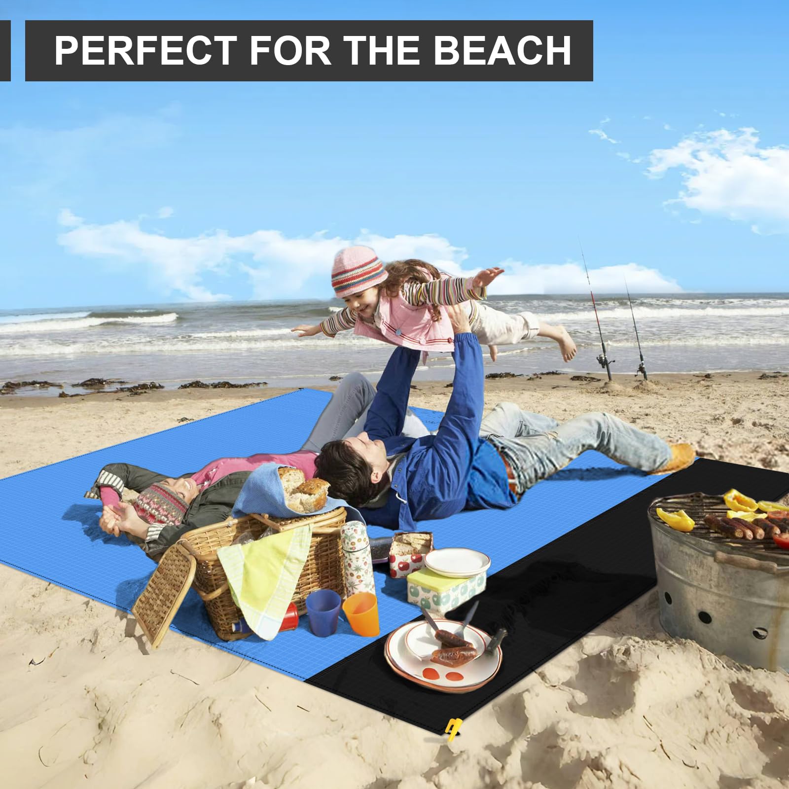 ThxYour Beach Blankets, Waterproof Beach Mat, Sand Free Camping Blanket, Oversized Travel Blankets for 4 to 6 Adults Outdoor, for Travel Camping Hiking Picnic, Easy to Clean