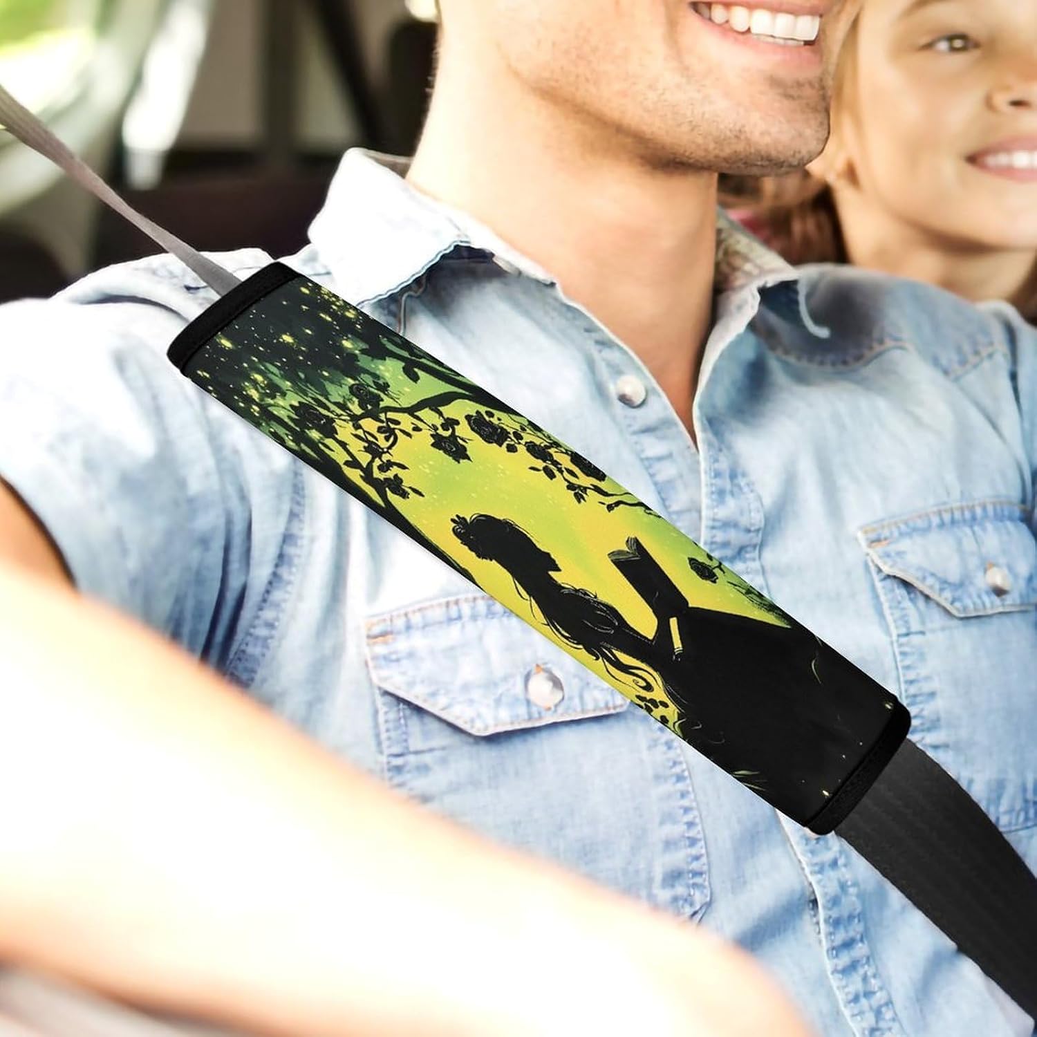 Girl Reading Book Car Seat Strap Covers Soft Seat Strap Shoulder Pads Seatbelt Covers for All Car Seats 1PCS