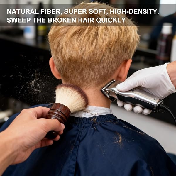 Pennello da Barba Spazzola Barbiere per Salone,Pennello Professionale per Talco, Barbiere Collo Spazzola Spazzola Barba per Barber Shop,Spazzola Professionale per Parrucchieri/Barbiere in Legno - 2