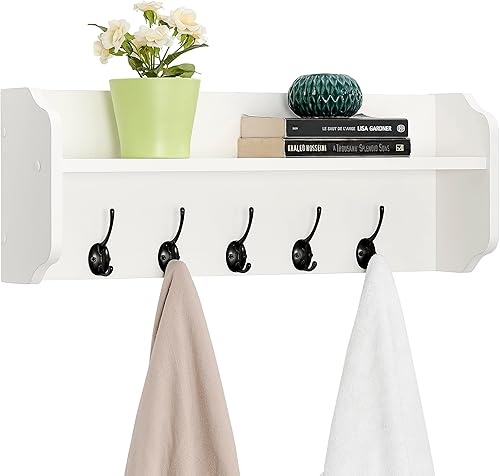 Miniatura 8 de Danya B Estante flotante de pared con ganchos para entrada montado en la pared blanco