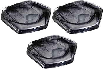 Amazon｜3個セット 黒変形多角型プレート [11.5×1cm]硝子