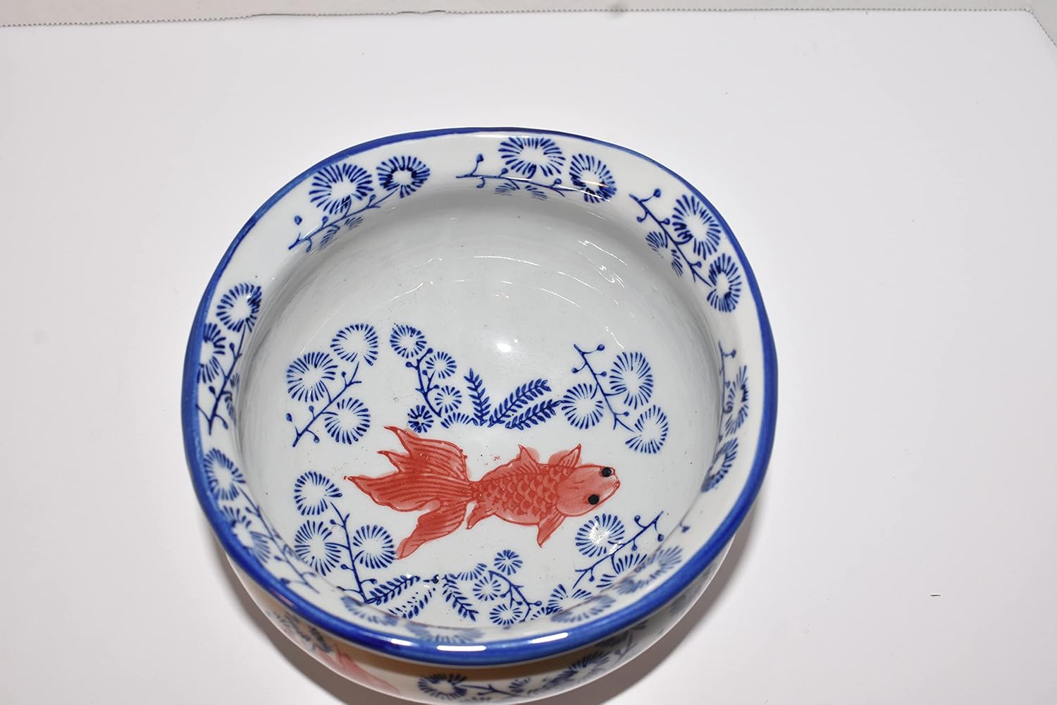 MML 6 inches Oriental Fantail Goldfish Koi and Vine Bowl with feet Jardinière Planter Plant Pot Candy Dish, Multicolor