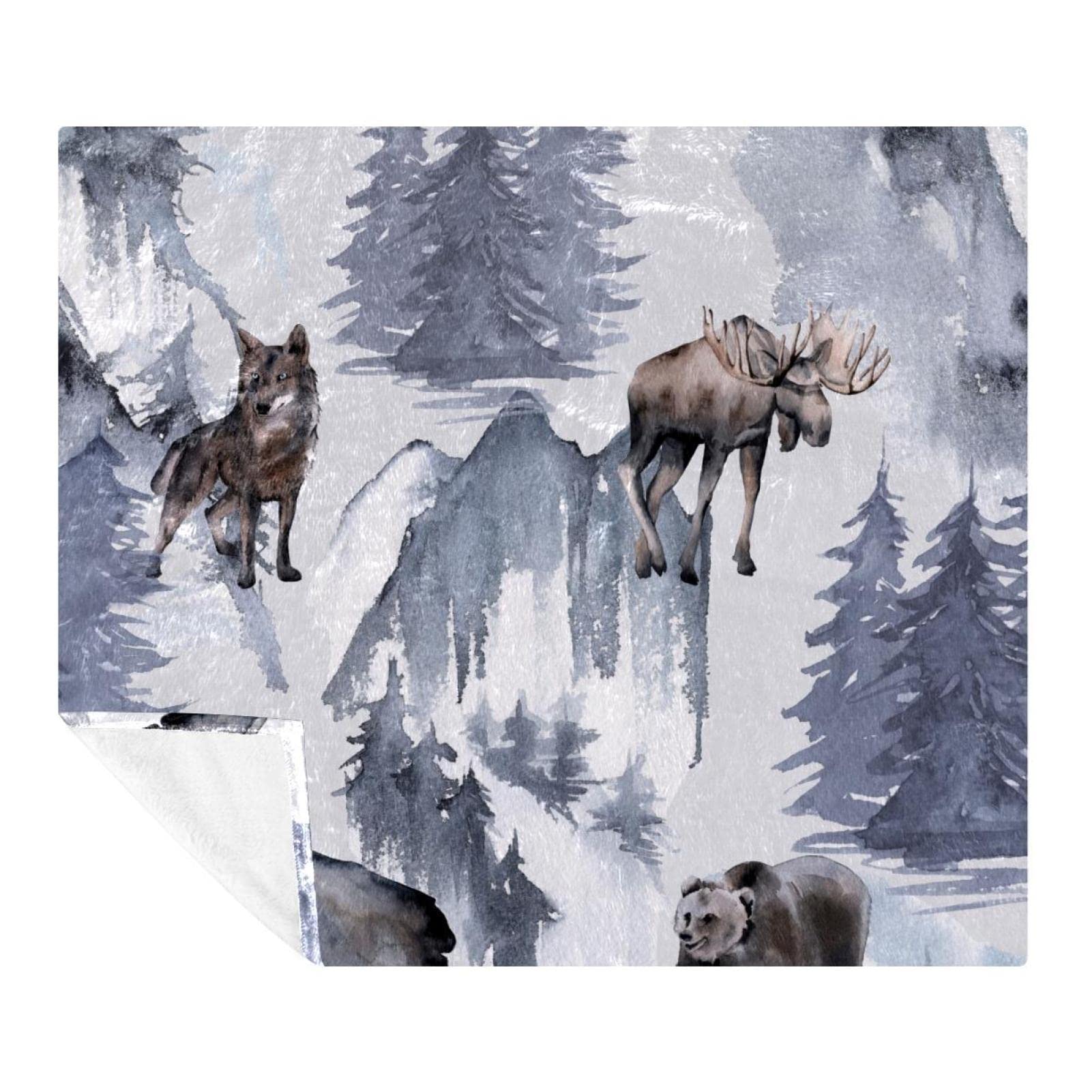 Couverture loup et élan 150x130 cm : le cadeau doux parfait pour lit et canapé