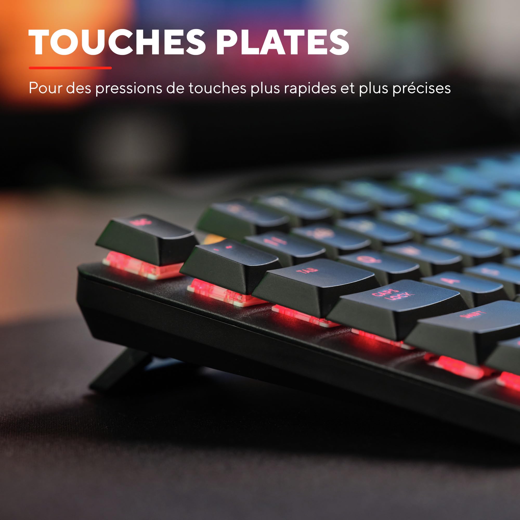 Trust Gaming GXT 868 Torix Clavier Mécanique sans Fil AZERTY Français, Clavier Gamer Rechargeable RGB 2.4GHz, Batterie 100 Heures, Commutateurs Huano Linéaires, Programmable, PC Portable