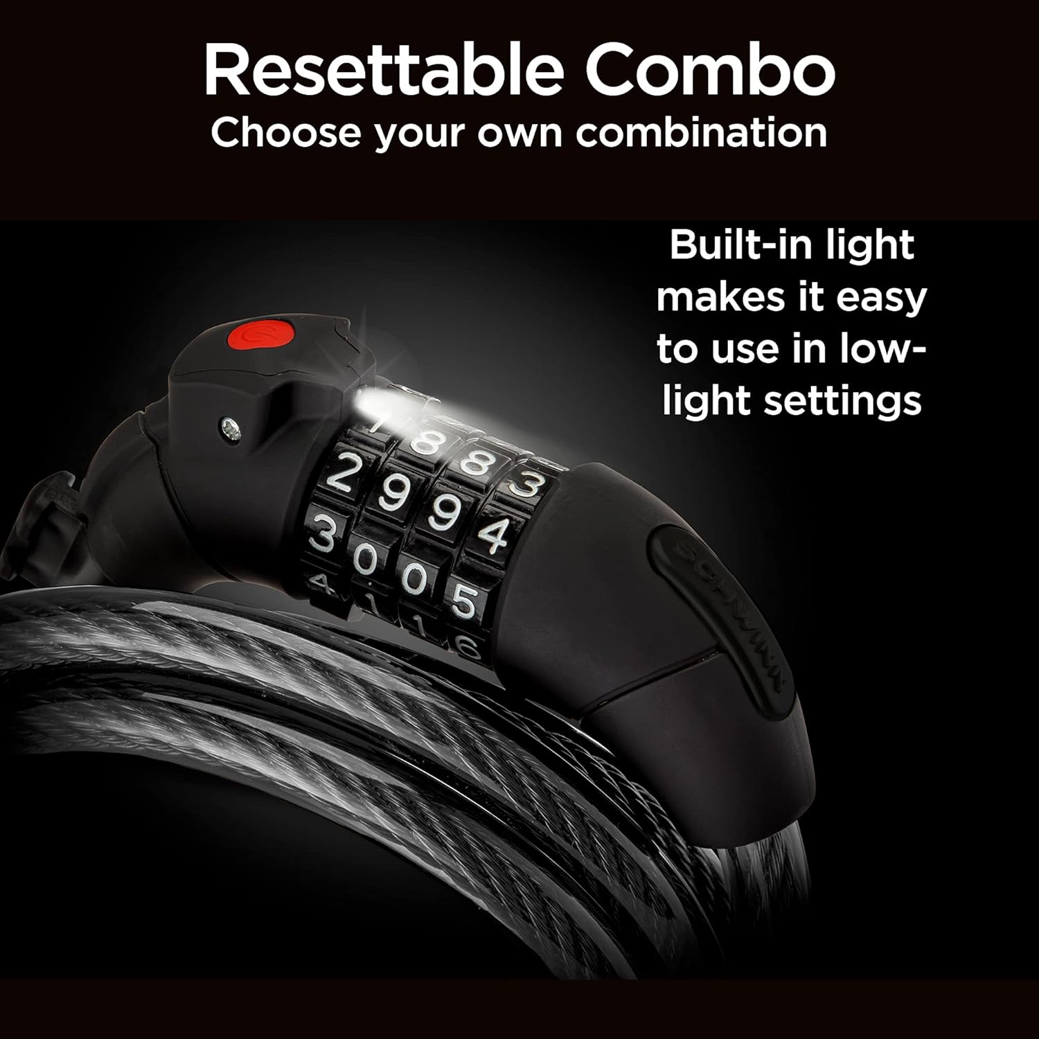 Schwinn Anti Theft Bike Lock, Security Level 1, Combination Lock, 5 Foot 8mm Cable , Black : Everything Else