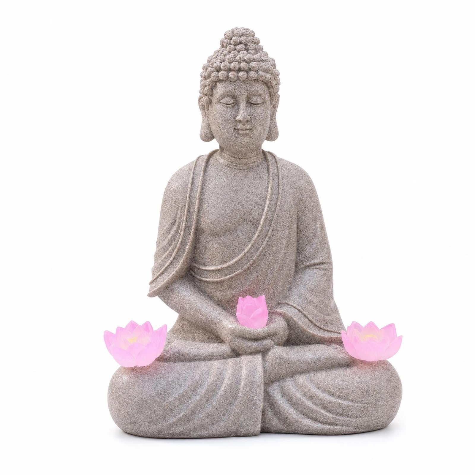 Statua Buddha in Resina Lampada Solare Figura Ornamentale Scultura da Giardino Resina Resistente Agli Agenti Atmosferici con Luce Tenue Adatta Aiuola, style to 4