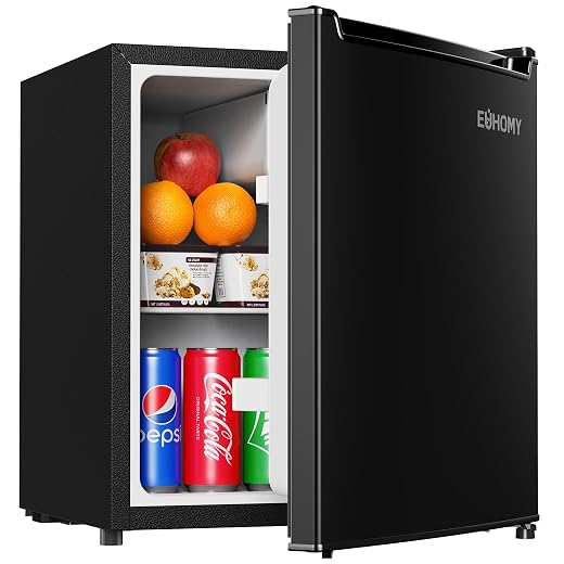 EUHOMY 1.7 Cu.Ft Mini Fridge, Reversible Door Compact Refrigerator, Black