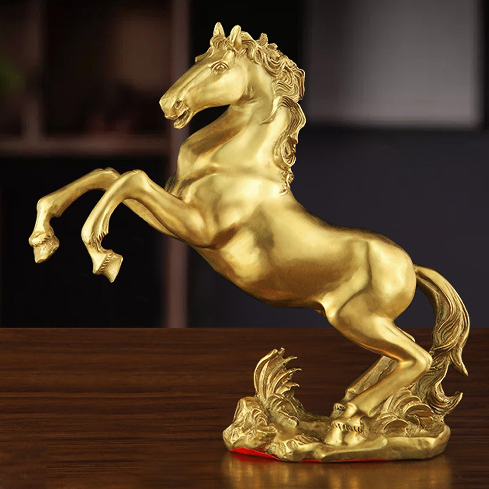 Figurka zodiaku Feng Shui Gold, Konia Maskotka Roku, figurka konia na biurko, idealna do wystroju domu i biura (22 x 8 x 20 cm/8,7 x 3,1 x 7,9 cala)