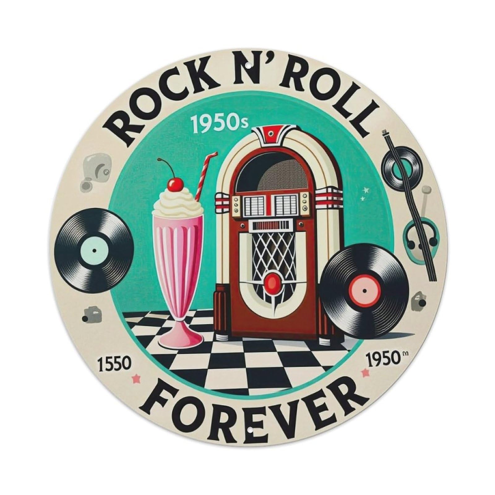 Rock N Roll Forever 1950s Jukebox Metal Tin Sign