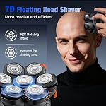 Kensen Shaver tête pour les hommes chauves - 2026 Nouveau rasoir à tête à double vitesse, rasoir électrique étanche avec 7D Têtes flottantes, Lames amovibles magnétiques, Facile à nettoyer, Longue durée de vie de la batterie, Cadeaux pour les hommes