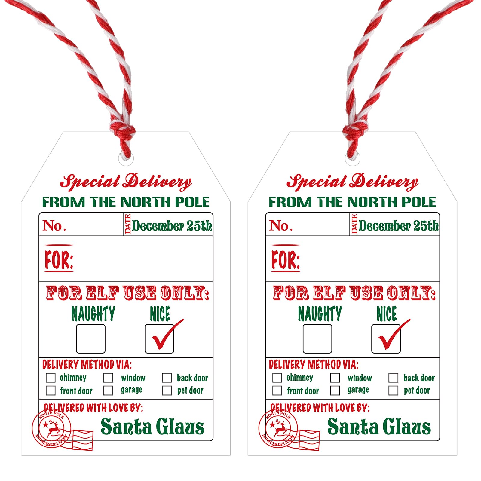 Amazon.com : Anwyll from Santa Gift Wrapping Tags,50Pcs from the North Pole Christmas Name Gift Tags Design with String,Personalized Xmas Hanging Paper Gift Tags for Kid Adult Present Holiday Christmas Party Decor : for Customizable Free Printable Editable Christmas Gift Tags From Santa