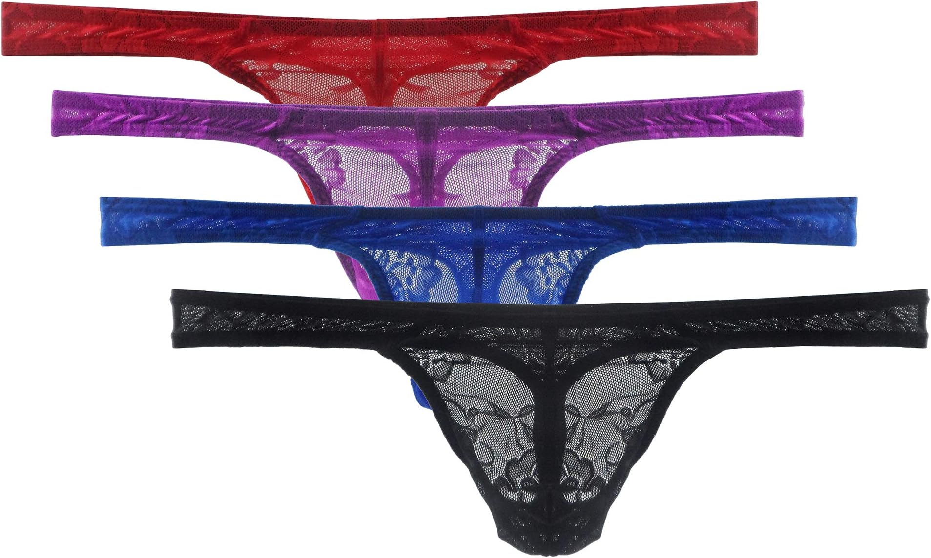 Mens Lace Thong Underwear Low Waist Panties Mesh G-String Briefs