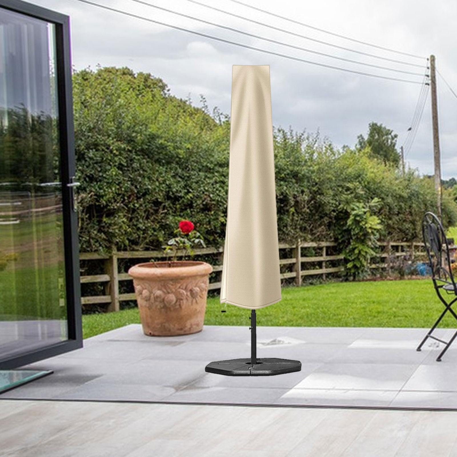 Housse de Parasol de Patio, Housses de parasols d'extérieur, imperméables, Housses de Parasol de marché avec Fermeture éclair, Beige 200cm