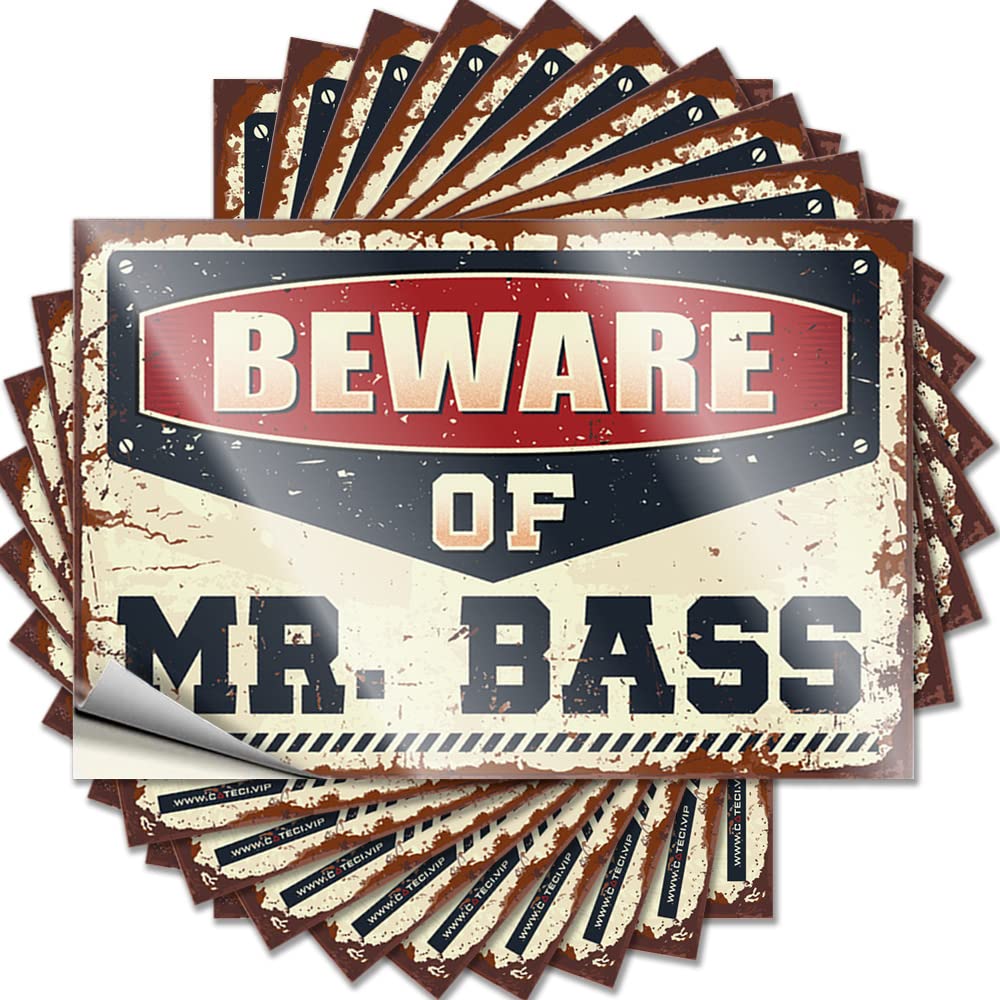 Retro Room Decor Window Quote - Beware of Mr. Bass Feminist Durable Sticker Easy Apply for Beer Decor(8X12CM)