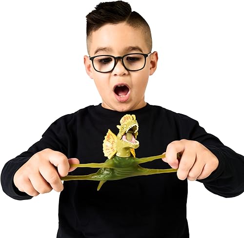 Miniatura 4 de Heroes of Goo Jit Zu Jurassic World Hero Pack, Dilophosaurus, más de 4 pulgadas de largo, figura de dinosaurio elástica y blanda con acción de