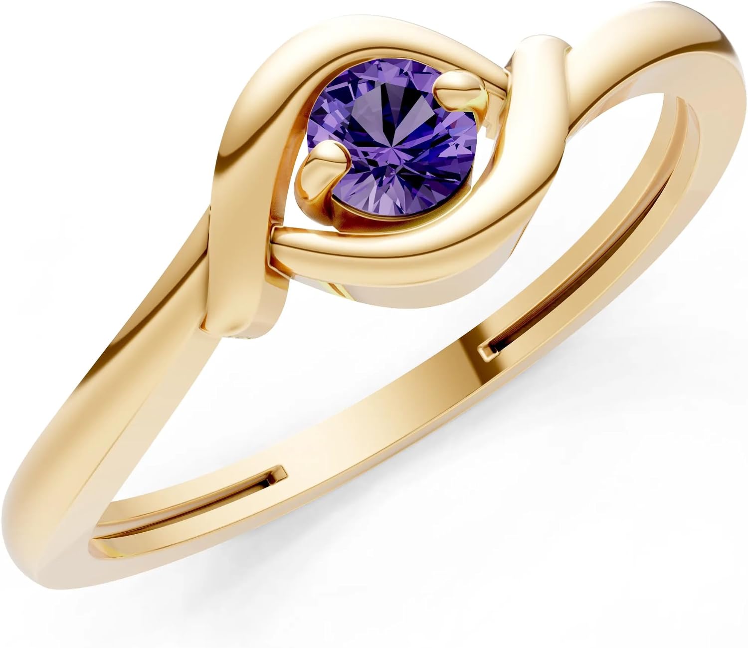 PEORA Round Cut Amethyst Stackable Band Available in Solid 10K, 14K or 18K Ring – White, Yellow or Rose Gold
