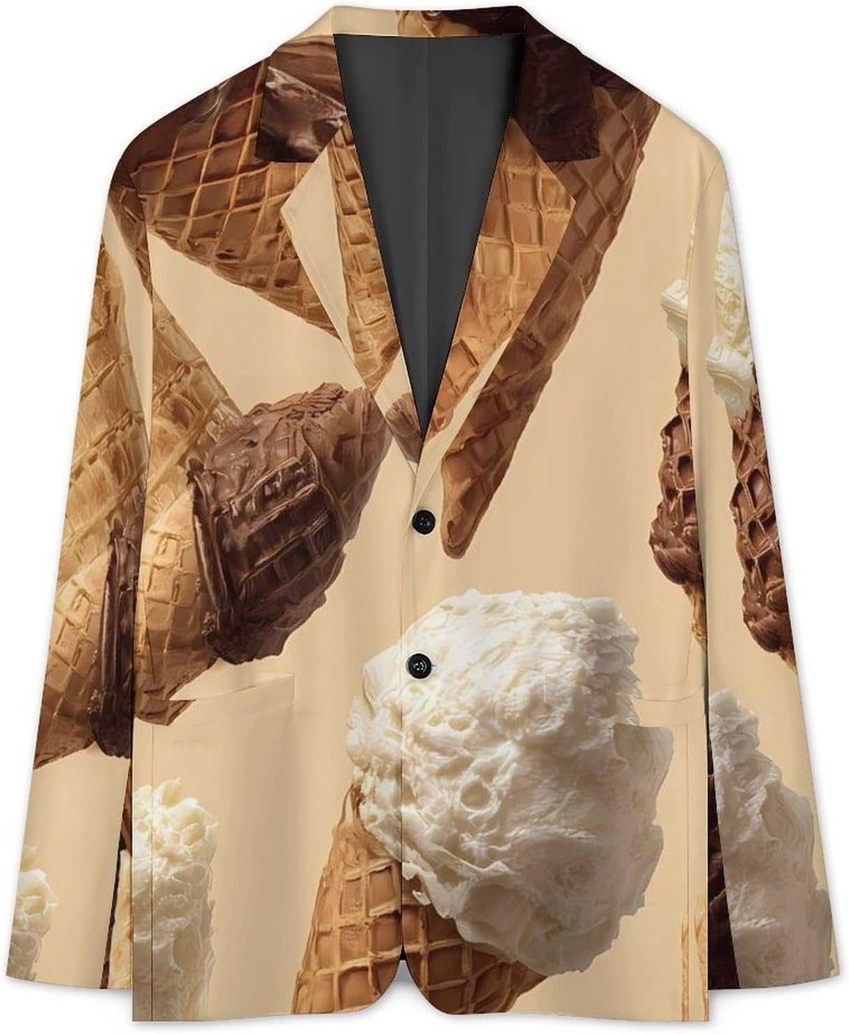 Ice Cream Wafers Cone Men's Blazers Slim Fit Business Casual Suit Sport Coat Jacket with Pocket