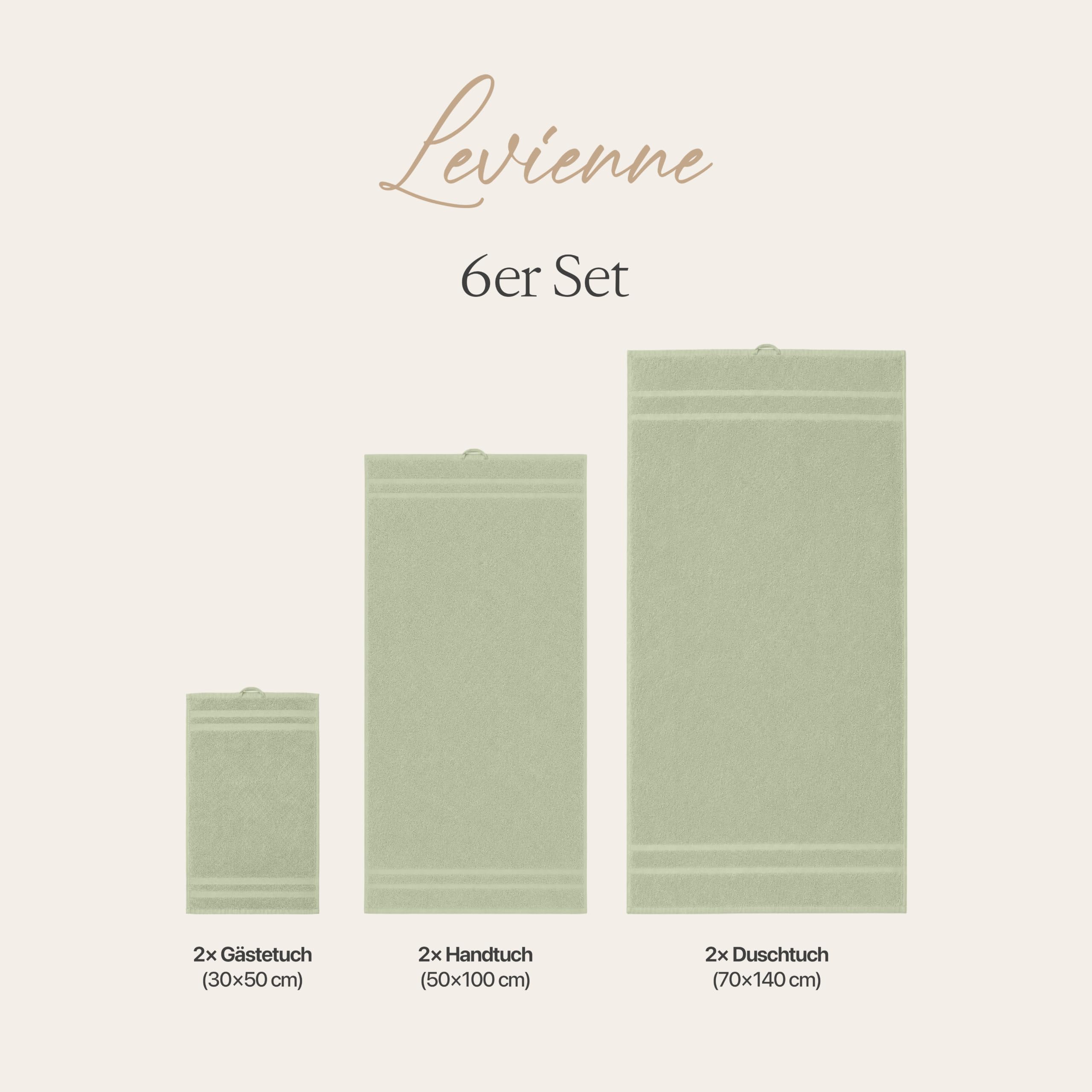 Premium Handtücher 6er Set - 2 Duschtücher 70x140 cm, 2 Handtücher 50x100 cm, 2 Gästetücher 30x50 cm - 100% Baumwolle, sehr weich, saugstark, Geschenk Set (Pastellgrün)