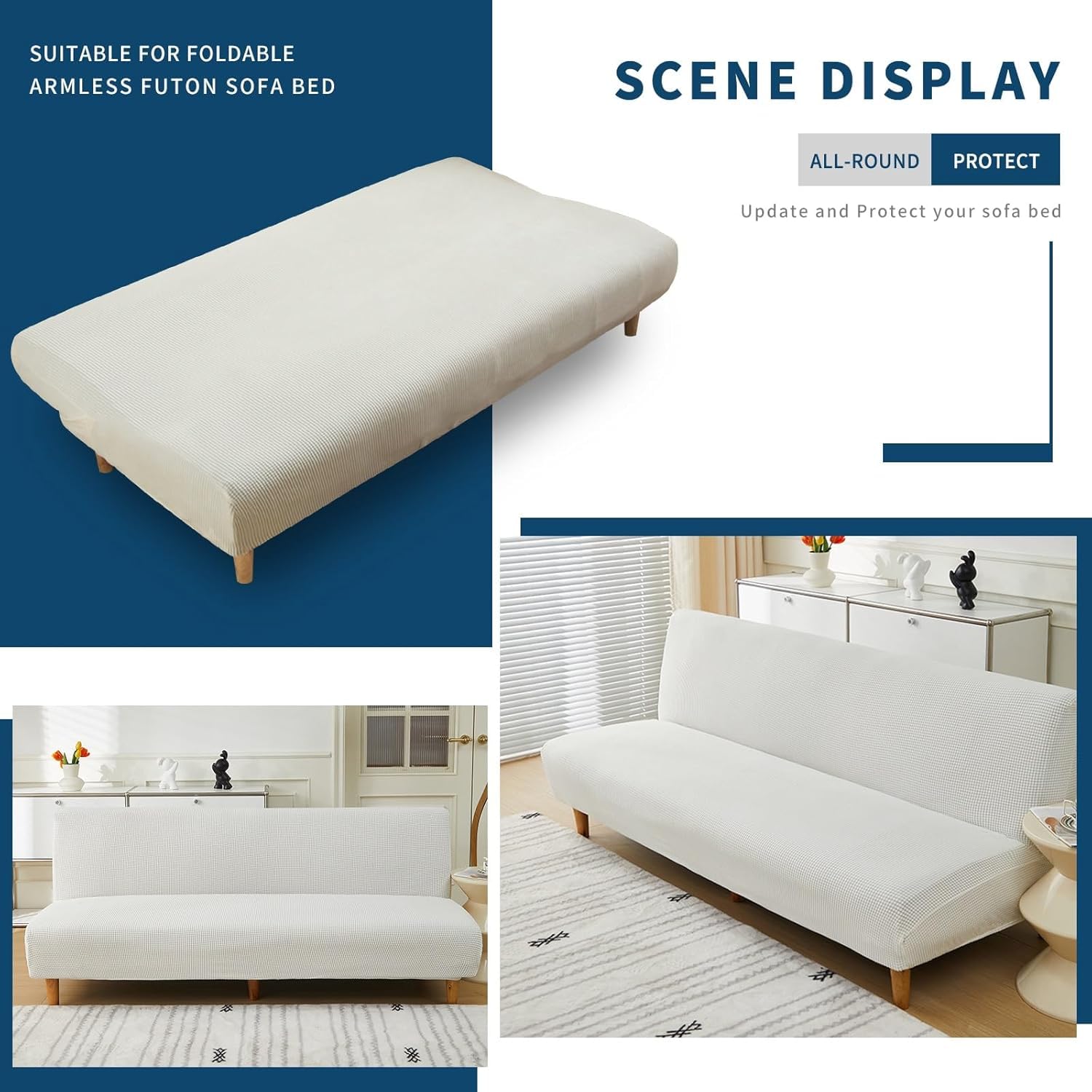 Funda para futón, funda elástica para sofá cama plegable, diseño inferior elástico