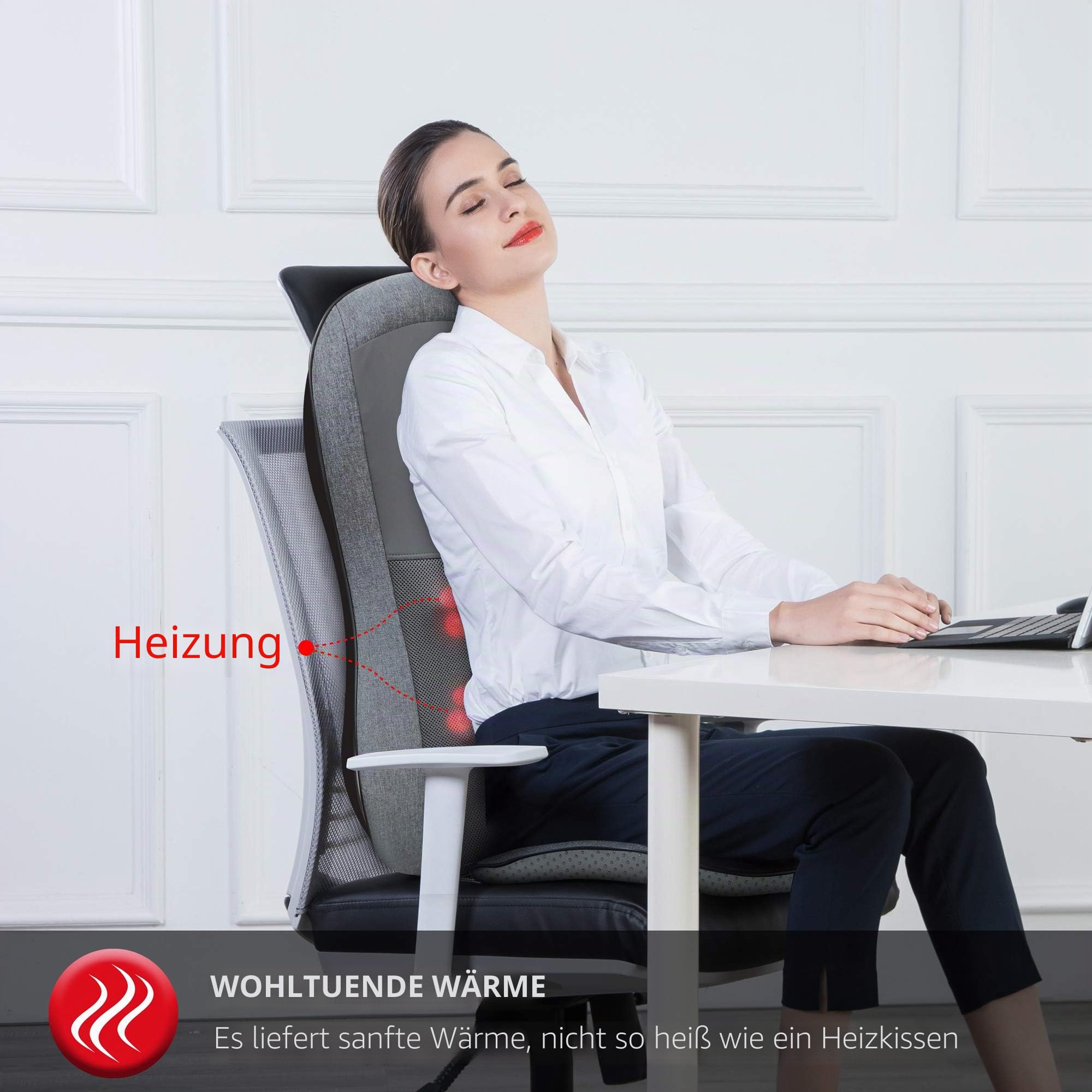 Comfier Massagesitzauflage mit Wärme, 2D/3D Shiatsu Massageauflage für Schulter und Rücken, Rückenmassagematte mit Wärmefunktion und Vibrationsfunktion,Geschenke für Männer/Frauen/Mama/Papa