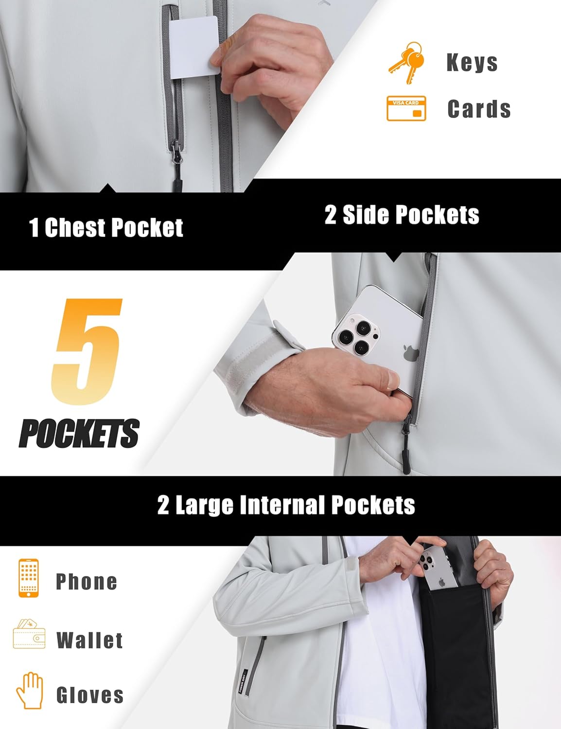 Little Donkey Andy Men’s Softshell Jacket with Removable Hood, Fleece Lined - Image 6