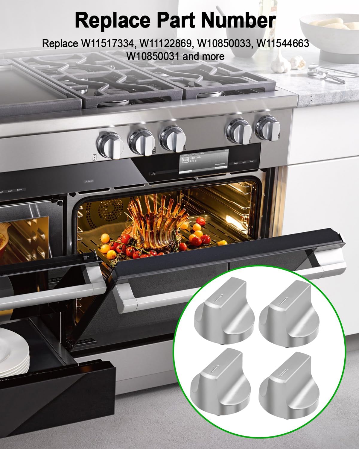 4 Manopole Forno Whirlpool Ricambio W11517334 – Kit Manopole Autonomia In Metallo