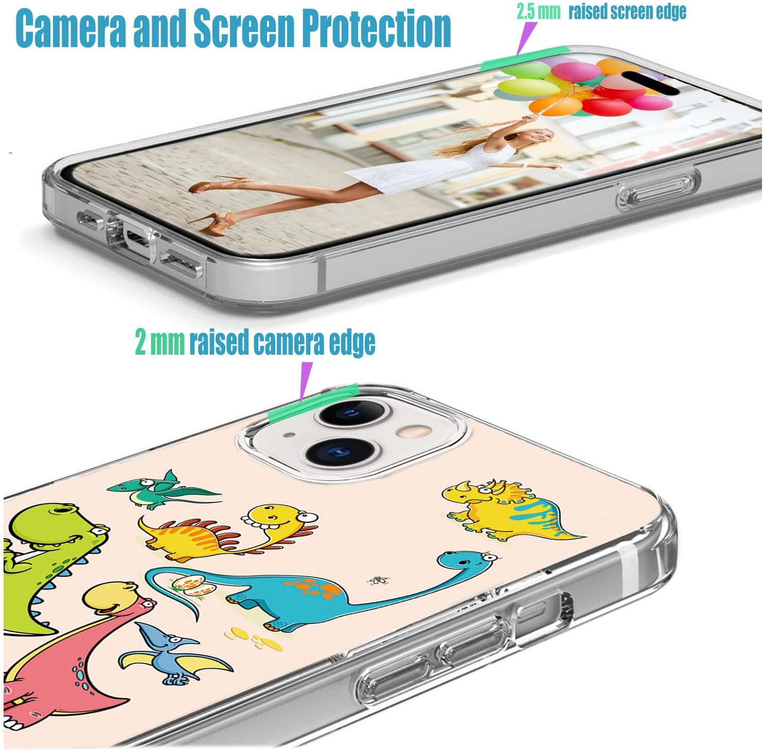 for iPhone 15 Case for Women Girl Men, Full Protective Shockproof Slim Soft TPU Clear Phone Cover Cases Design for iPhone 15 6.1,Cute Cartoon Animal Funny Dino Dinosaur - Image 5