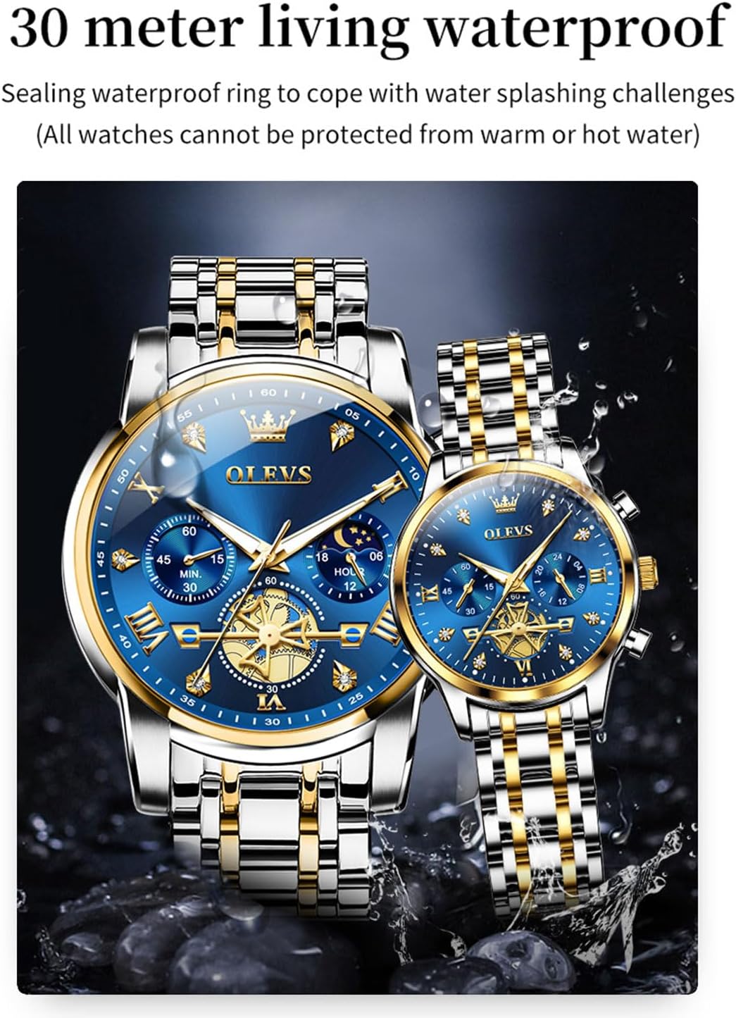 OLEVS Couple Watch His and Her Set Matching Watch Mens Womens Diamond Romantic Valentine’s Day - Image 6