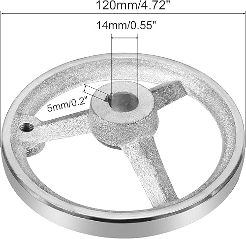 Miniatura 2 de PATIKIL Volante giratorio de 4.724 in de diámetro, 0.551 in de diámetro ID, 1 paquete de hierro fundido cromado con mango para muchos tipos de